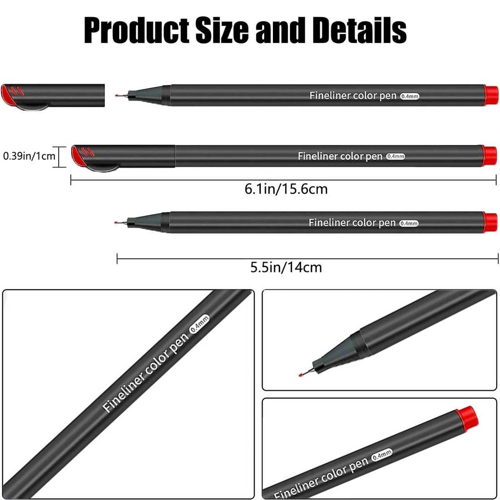 0.4mm Fineliner Pen Set – 12/24/36/48/60 Colors – Felt Tip Marker for Drawing, Sketching & Office Supplies
