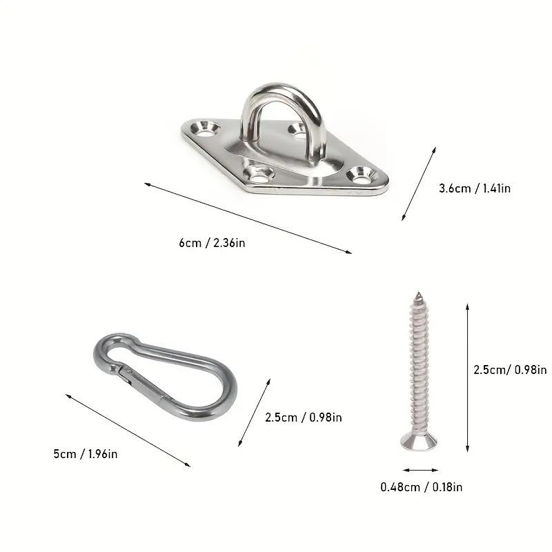 2 Set Stainless Square Heavy Duty Ceiling Wall Mounted Hook For Yoga Swings Hammocks Hardware