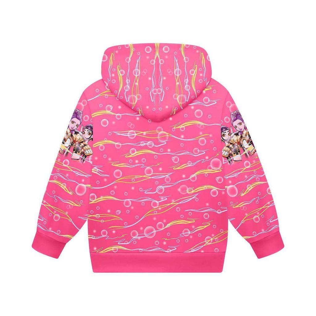 Kids Girls POP Singer Rumi Zoey Mira Printed Casual Hooded Zipper Long Sleeves Jacket Coat