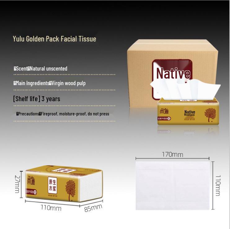 In-Stock Facial Tissues: 80 Packs of Thickened, Virgin Wood Pulp Pull-Out Car and Face Towels