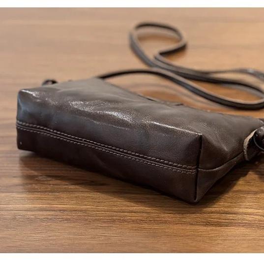 Johnature Textured Shoulder Bag Women's Genuine Leather Retro Versatile Commuter Crossbody Bag Mini Phone Bag