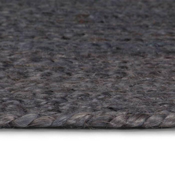 VidaXL Tapis fait à la main Jute Rond 120 cm Gris foncé 133666