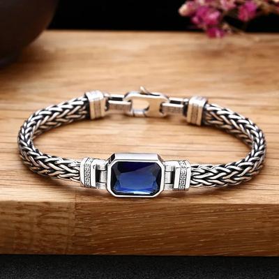 QN Zilverkleur 5MM Handgemaakte Geweven Koord Armband voor Mannen en Vrouwen Retro Mode Hip Hop Heren Sieraden