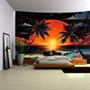 Vibrant Sunset Oasis Wall Tapestry For Modern Living Room Decor, Featuring A Stunning View Of A Fiery Orange Sun Setting