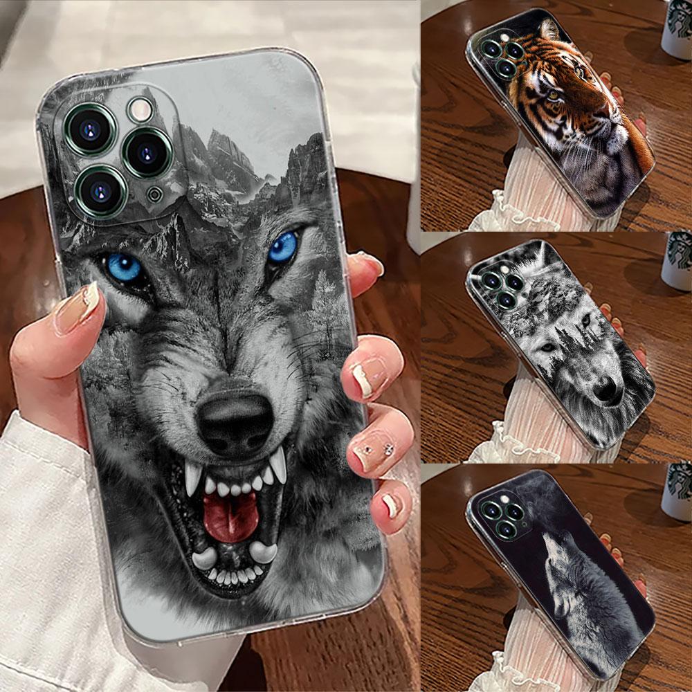 Wolf Löwe Tiger Tier Transparente Hülle Für Apple iPhone 17 16 15 14 13 12 11 Pro Max 16 Plus 16E 17Air 17Pro Handyhülle Funda