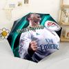 Cristiano Ronaldo Personalized Text Umbrella Portable Automatic Umbrella Compact Durable 8-Rib Lightweight All-Season Umbrella for Travel