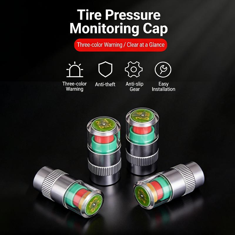 4-Pack Of Tire Pressure Monitoring Caps Tire Pressure Warning Devices And Visual Tire Pressure Detectors