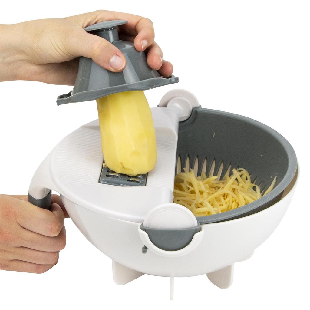 Multifunctional Vegetable Grater With Bowl, 7 Interchangeable Blades