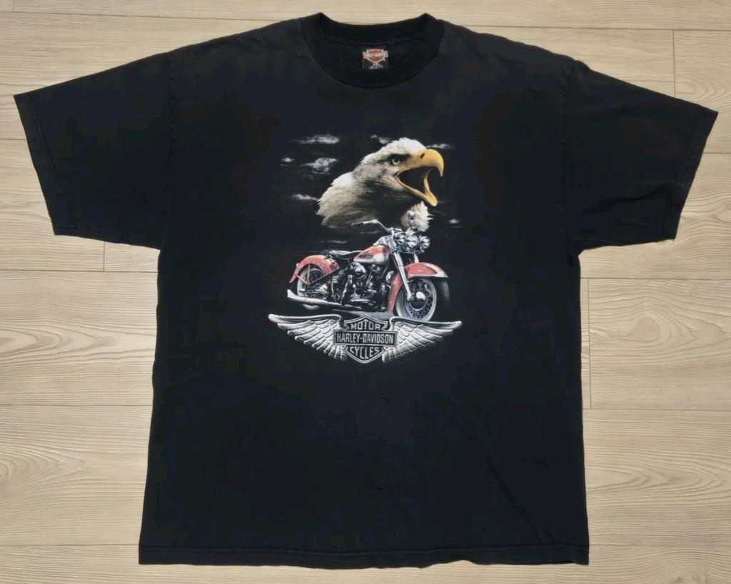 Vintage Harley Davidson Shirt Paris France Size XXL Big American Bald Eagle