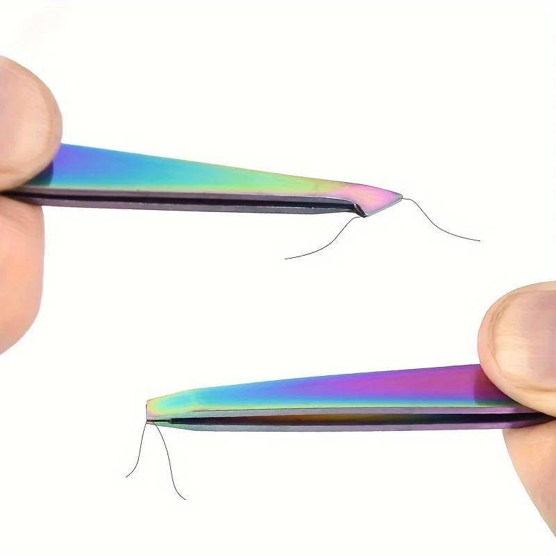 Stainless Steel Colorful Precision Eyebrow Tweezers - Professional Hair Plucking & Trimming Tool for Perfect Brow Shaping