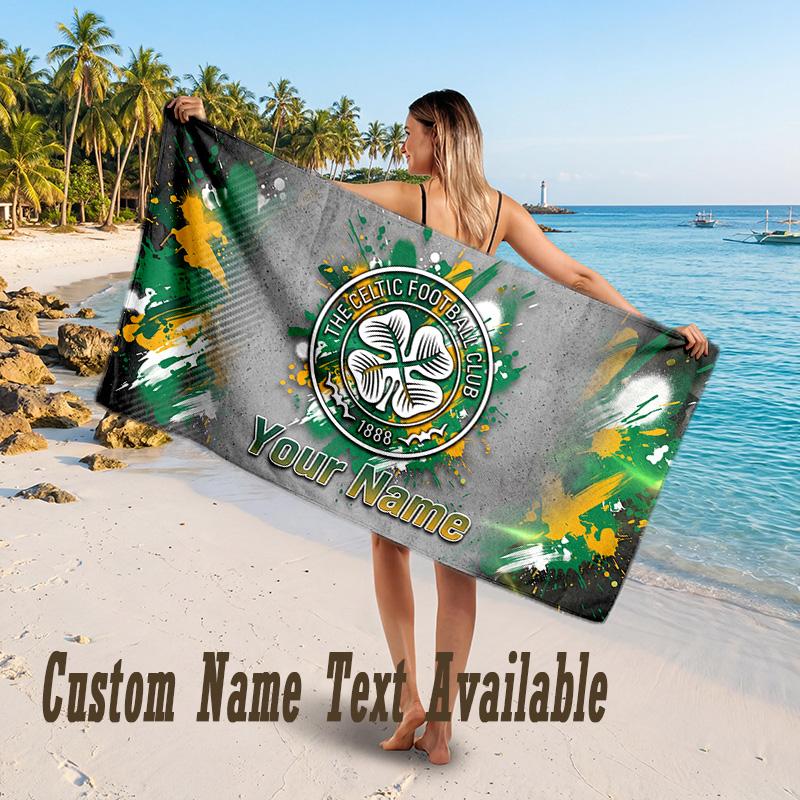 Celtic FC Design Beach Towel Custom Text Large Towel for Beach Vacation