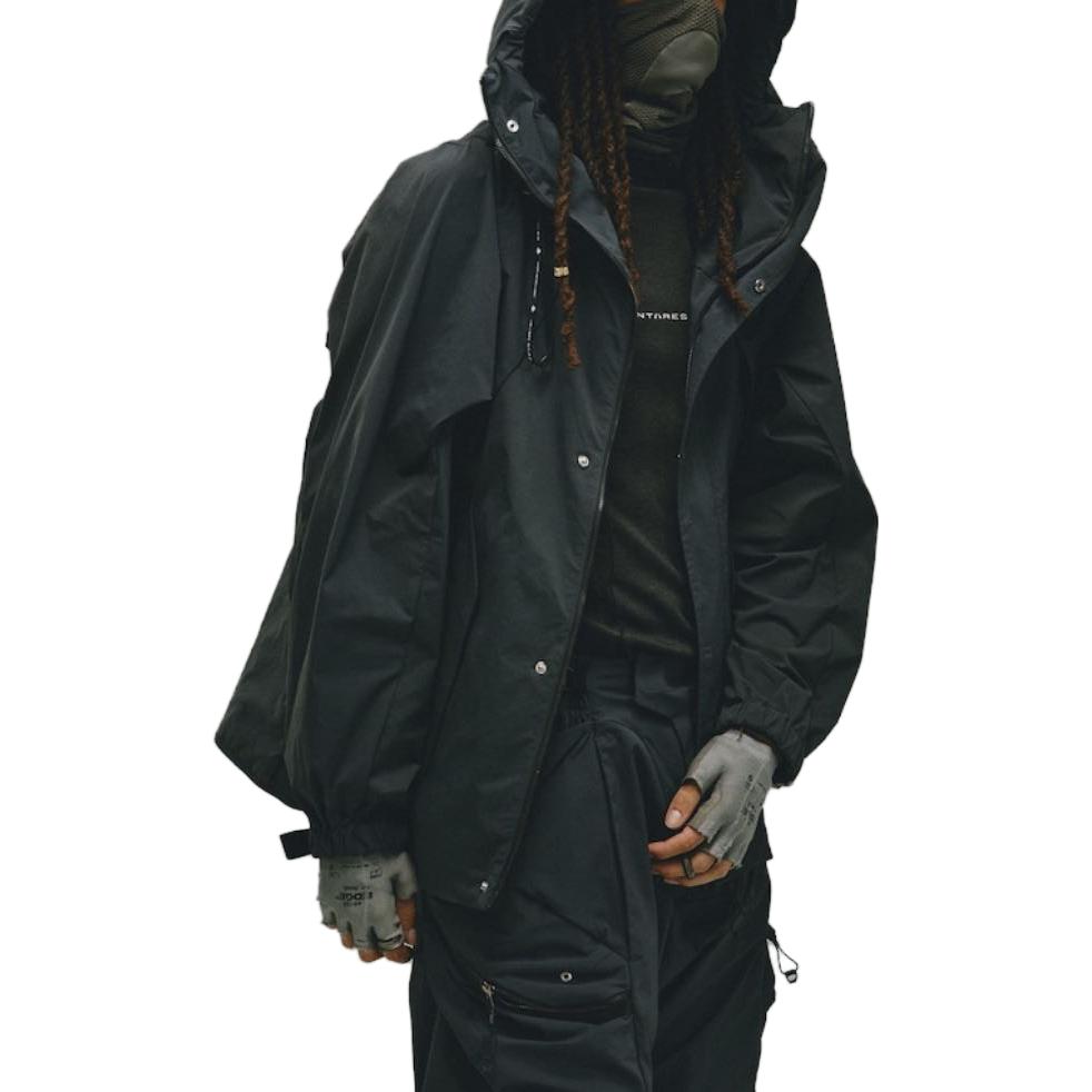 Adidas Originals X HAMCUS FW23 Three-Stripe Track Survey Hooded Jacket Unisex Jacket Charcoal-Black IX7079