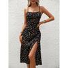 2026 Summer New Style Women's Floral Print Slit Camisole Dress Polka Dot Casual Long Dress