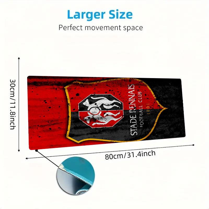 Stade Rennais FC Mouse Pad, Large Gaming Desk Mat, Non-slip XXL Mousepad for Laptop & Tablet, Mini PC Playmat with Stitched Edges