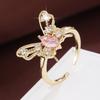Women's Adjustable Butterfly Ring with Shiny Zircon Inlays, Exquisite Pure Copper Jewelry