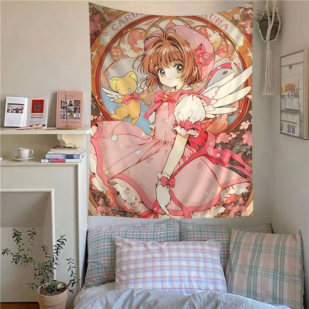 Anime Cardcaptor Sakura Anime Tapestry Hippie Flower Wall Carpets Dorm Decor Wall Hanging Home Decor