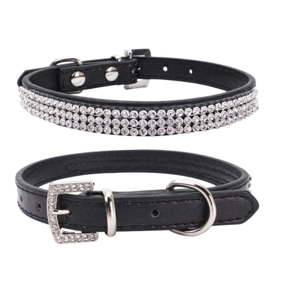Crystal Diamond Rhinestone Pet Collar PU Leather Sparkling Cat Collar  for Pet Supplies