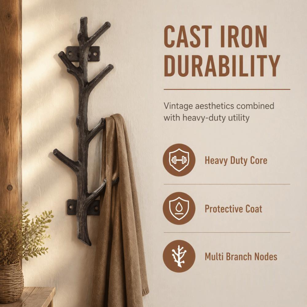Heavy Duty Cast Iron Hook Cast Iron Coat Hanger Rustic Branch Hook  Home Decor