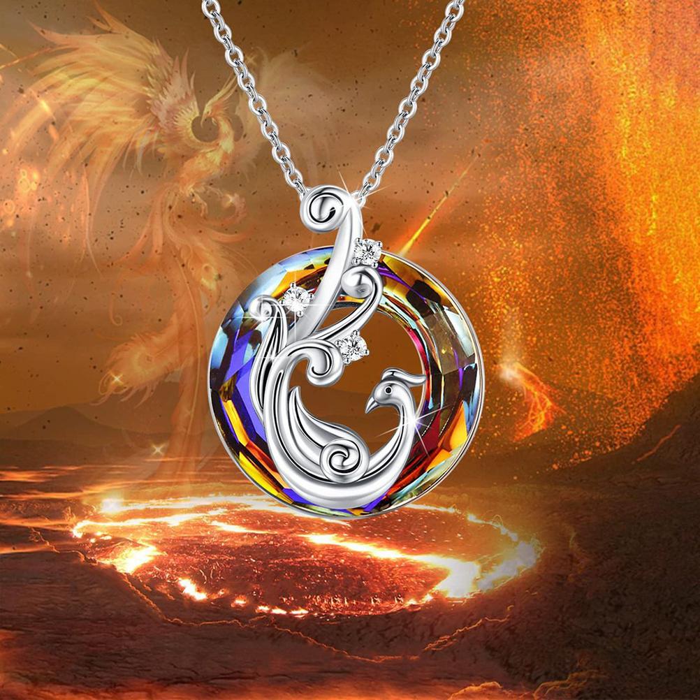 Colorful Crystal Jewelry Phoenix Necklace Pendant Rings for Women Girls Jewelry Gifts