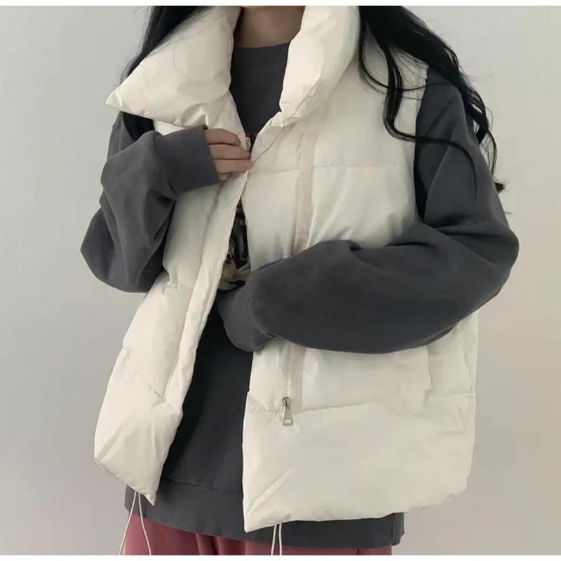 Modă Coreeană Iarnă Veston Cald Căptușit cu Bumbac Femei Guler Înalt Culoare Solidă Versatil Jachetă Casual Drăguță Largă Haine Design Nou