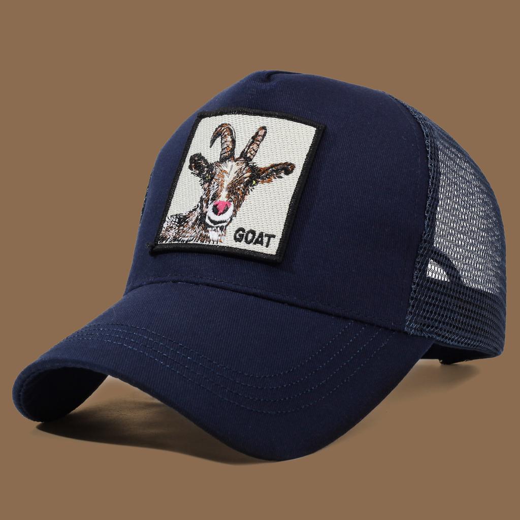 Unisex Trucker Cap with Goat Embroidery & Applique - Ideal for Daily Casual Wear, Sports and Travel