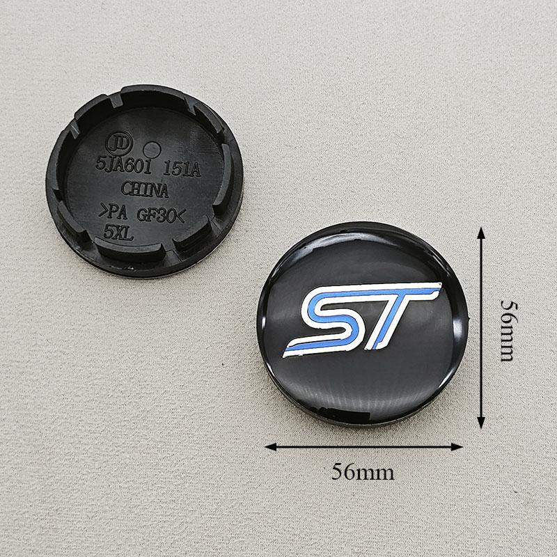 AJJ1 4Pcs 56mm ST Logo Car Wheel Center HubCaps Rims Cover Badge Emblem For Ford ST Focus Mustang Fusion Taurus Mondeo Accessories