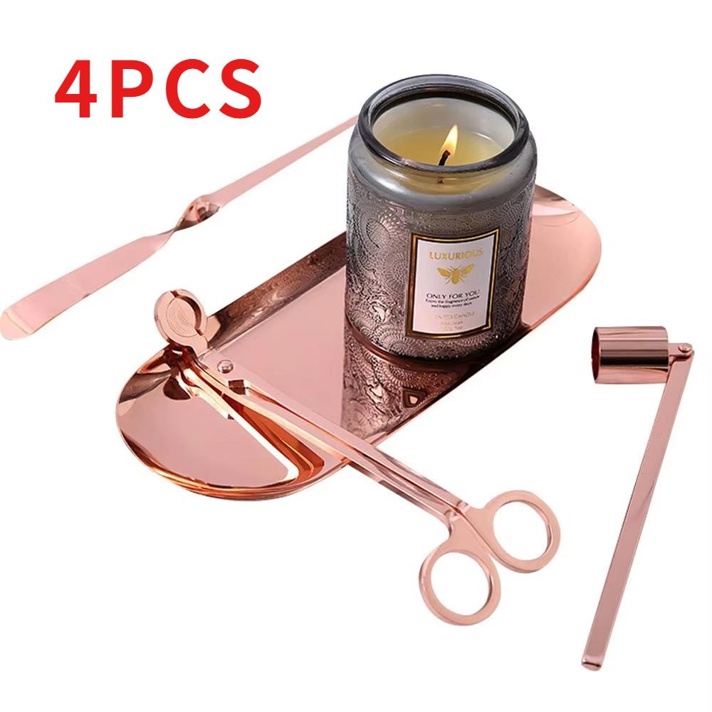 DIY Candle Care Kit 4-1 Set Luxury Ornament Modern Aromatherapy Supplies Stainless Steel Candle Wick Snuffer Candle Accessories