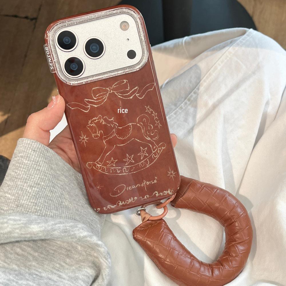 Bow Rocking Horse Solid Color Protective Phone Case for iPhone 17/16PRO/15P/14P Girls
