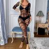 Sexy Teddy Lingerie Floral Pattern Fishnet Body Stocking Teddies Lingerie Bodysuit Underwear for Women Plus Size