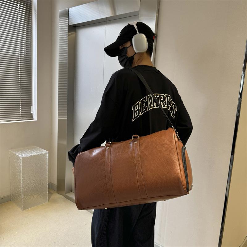 Retro Style Large-capacity Fitness Bag Dry and Wet Separation Travel Bag Simple Sports Yoga Bag Storage Duffel Bag