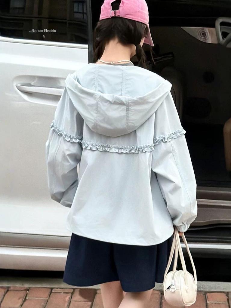 Ultra-Thin Girls' Sun Protection Suit - Summer 2026 Breathable Ice Silk Cooling for Big Kids