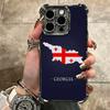 Georgia Passport Flag Plating Phone Case For Iphone 16 17 Pro Max Air 16E 14 15 Plus 12 13 Mini Anti-Fall Airabag Cover