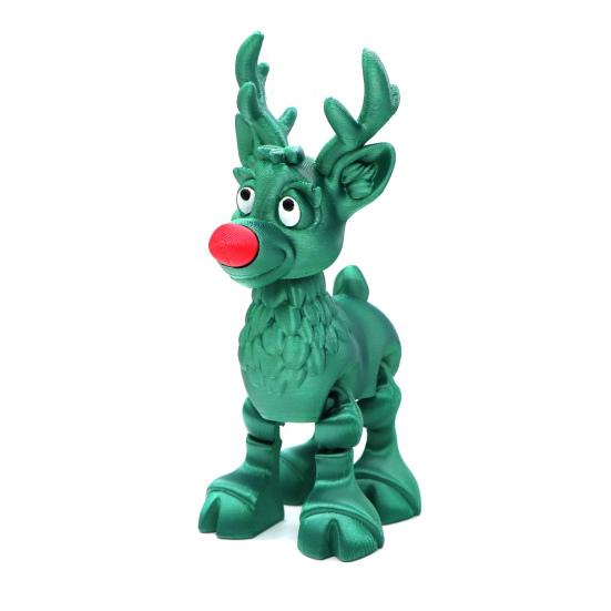 Red-Nosed Reindeer Figurine Articulated Christmas Reindeer Ornament Collectible Reindeer with Flexible Joints Festive Centerpiece Holiday Gift