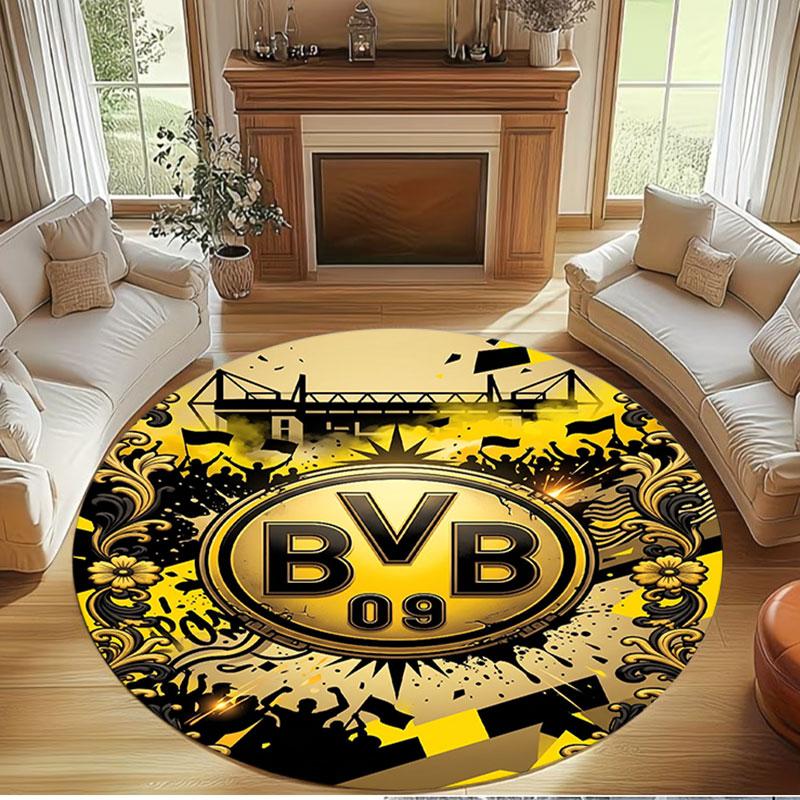 Borussia DortmundBVB Print Round Rug, Washable Floor Carpet, For Entryway Dorm Laundry Room Office Study, Home Decor Birthday Christmas Gift