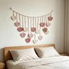 Cotton Rope Wall Hanging with Leaf Ornaments Handmade for Bedroom, Studio