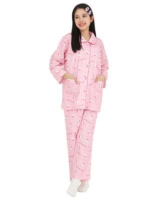 SAZAC Hello Kitty Strick-Quilt-Shirt Langarm und Hose Loungewear Damen-Pyjama, Set, (Pink/L/SAN1854)