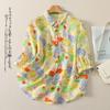 DIMANAF 2026 Plus Size Summer Women Blouse Shirts Tunic Oversize Loose Casual Fashion Lady Tops Floral Print Beach