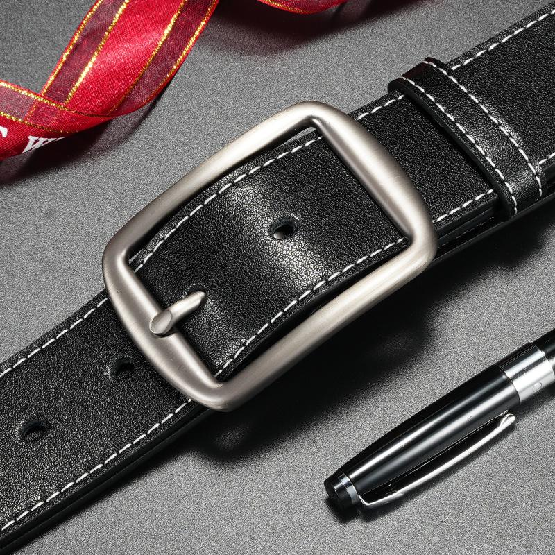 Men's Genuine Leather Belt Young Men's Pin Buckle Casual Cowhide Belt Men's Middle Aged and Young Fashionable Versatile Business Belt Men