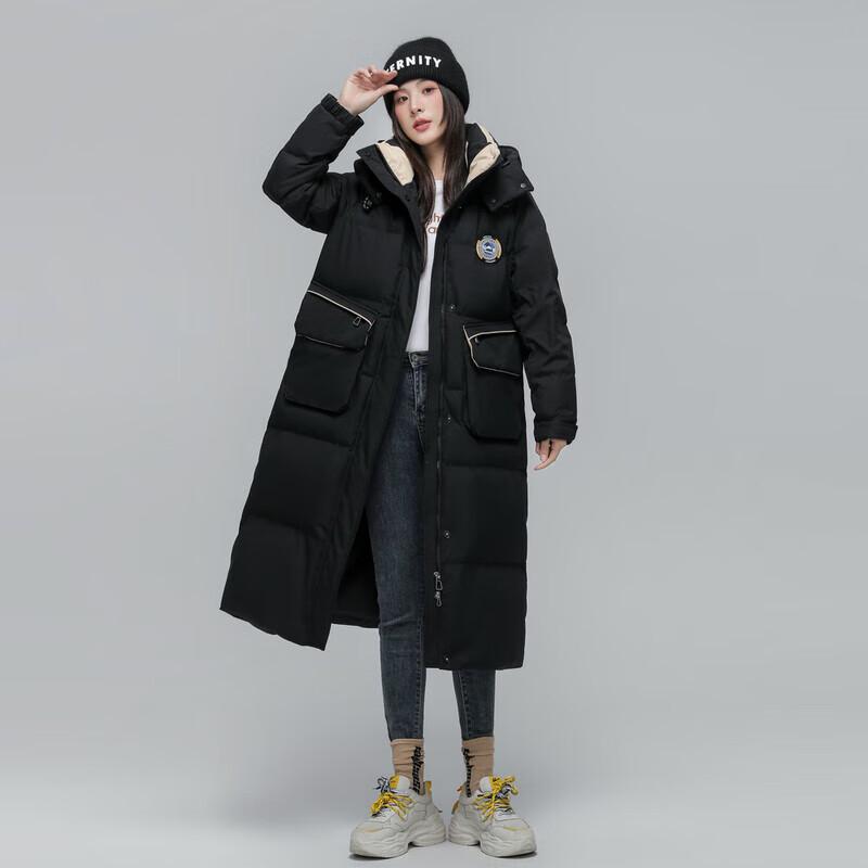 Xuezhongfei Damen 2025 Winter 90% Daunen Langer Pufferparka mit Kapuze