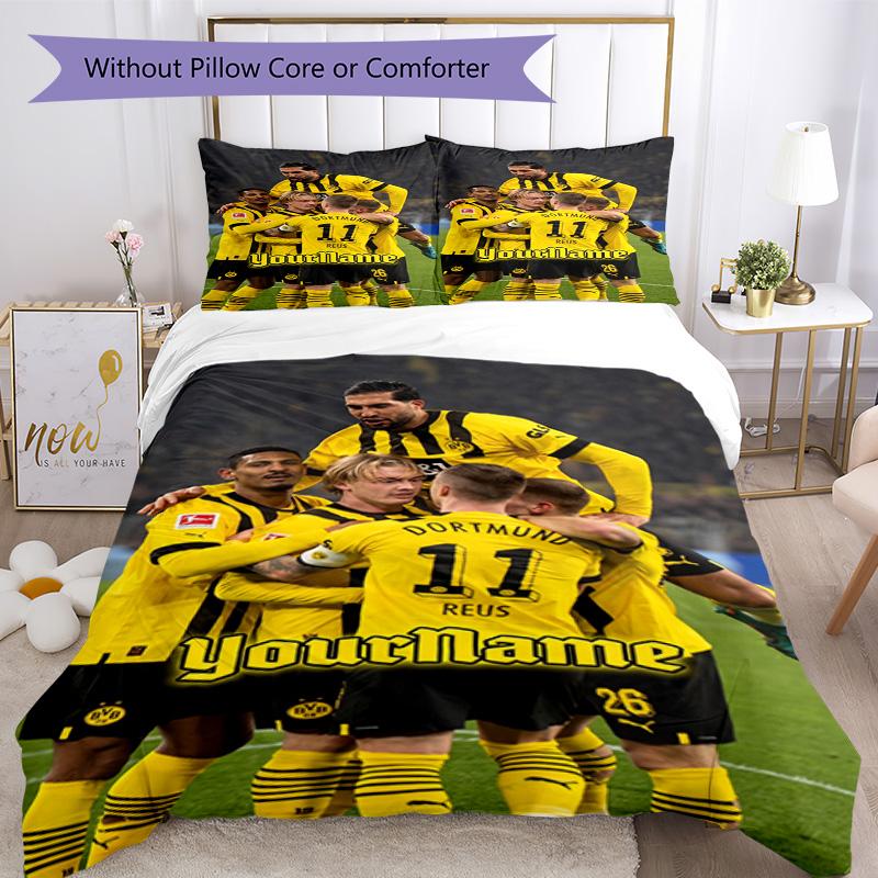 Borussia Dortmund Customize Your Name Bedding Set Breathable Duvet Cover with Pillowcases Home Decoration Birthday Gift