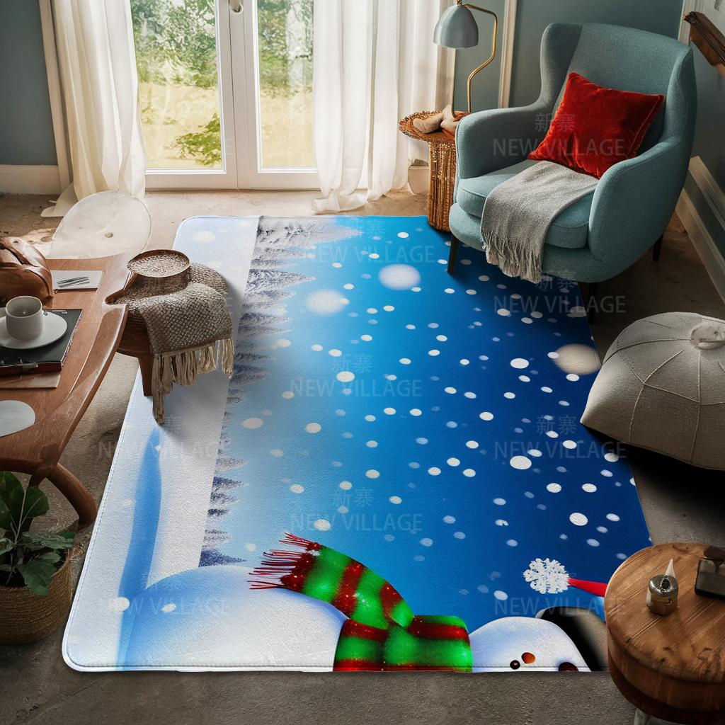 House Entrance Carpet Home Door Mat Living Room Bath Foot Bathroom Non-slip Water Absorption Rugs Bath Merry Christmas Winter