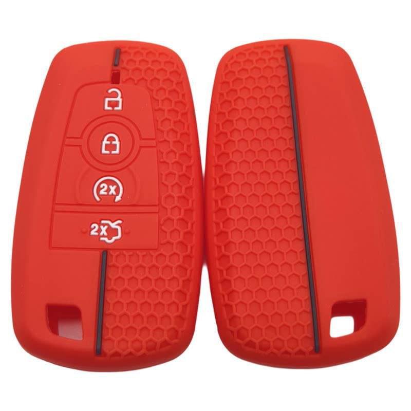 

Ford Edge/Focus/Explorer 4-Button Soft Silicone Key Cover with Hemispherical Pattern красный