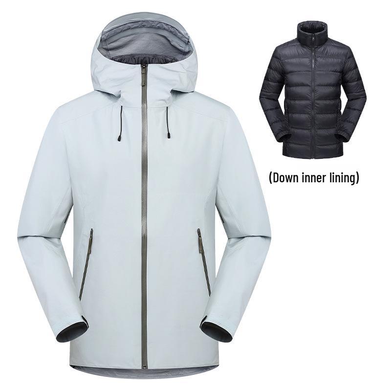 

Unisex 3-in-1 Waterproof Fleece-Lined Jacket, Windproof with Taped Seams for Outdoors, Camping, and Mountaineering. Large