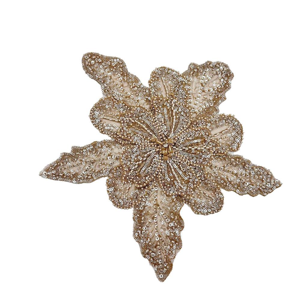 "White Multi-Layer Sequin Bow Tie with Skirt Accessories & Decorative Beaded Corsage"