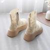 Vintage thick-soled Roman cool boots for women's 2025 summer new fashion set-toed high-top sandals heightened zipper short boots