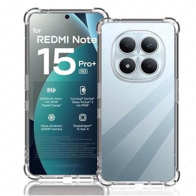 Transparente Silikonhülle für Redmi Note 15 Pro+ (auch kompatibel mit Note15, Note14, Note13, 13 Pro, 14 Pro, 15 Pro, 13, 14 Pro Plus, 4G und 5G)