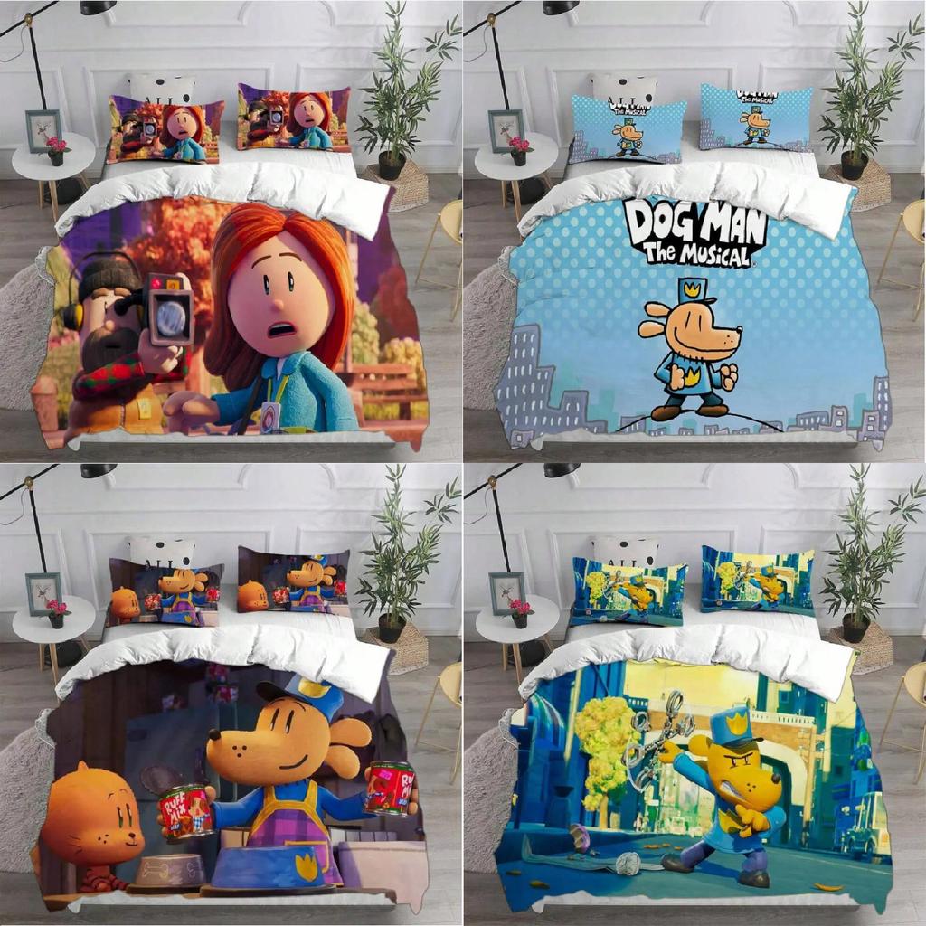 Dog Bedding Man Set Cartoon Comforter Cover Duvet Pillow Case Decoration Bedroom