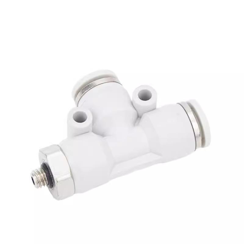 Pneumatic Quick Connect T-Type 3-Way Threaded Air Hose Connector (Sizes: 4, 6, 8, 10, 12-M5 01 02 03)