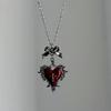 Cross-Border Y2K Gothic Red Heart Thorns Pendant Necklace