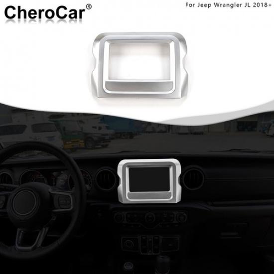 7' Interior GPS Navigation Frame Trim Cover for Jeep Wrangler JL JT 2018+ Silver